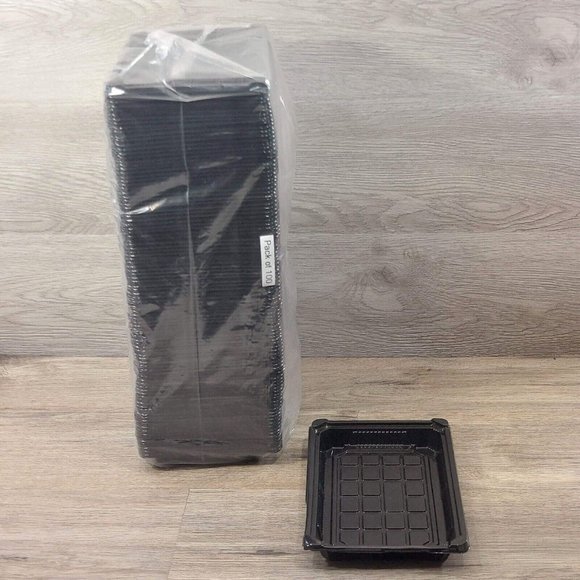 Large Sushi To Go Tray WITHOUT Lid Black Plastic Take Out Container 100 Pack - Picture 2 of 8